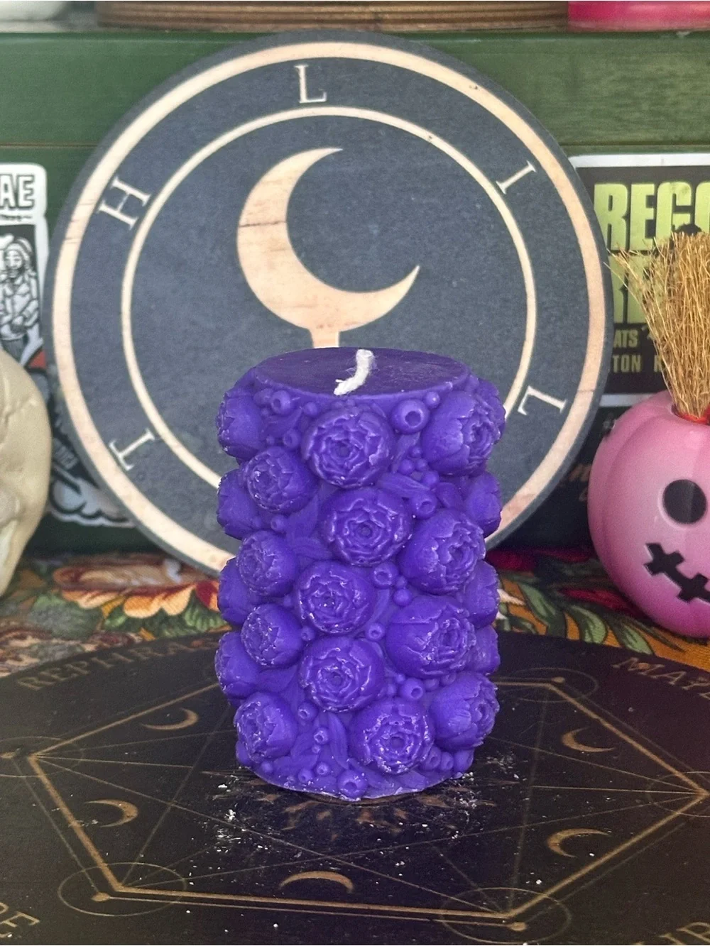 Purple Bloom & Berry Pillar Candle